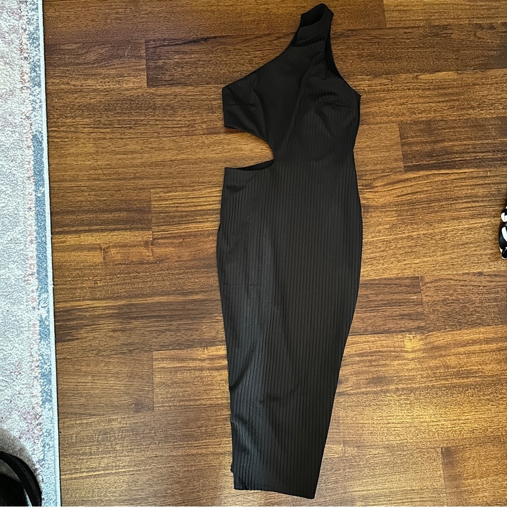 Michael Costello x Revolve Elegant Black One-Shoulder Dress